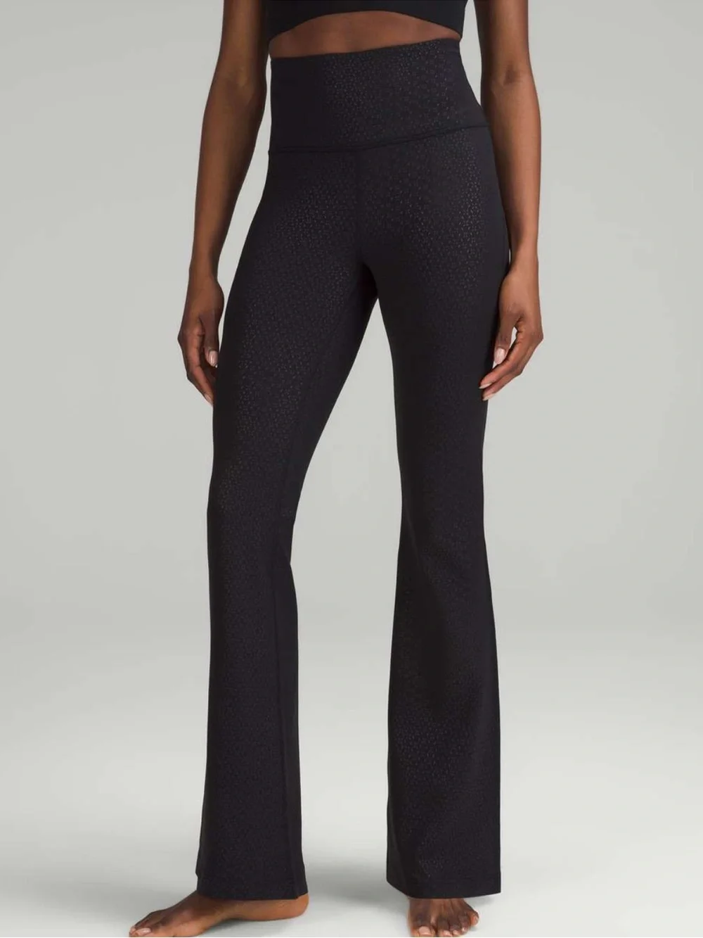 Lululemon Sz 8 Black Groove Super-High-Rise Flared Pant Nulu Gradiate Geo